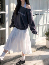 Madeleine Pleated Frill Tiered Midi Skirt (3color)