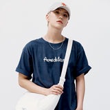 24FW チェーン刺繡スクリプトプリンティングショートスリーブTシャツ クリーム