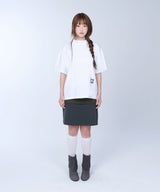 Semi-crop half neck symbol tee - WHITE
