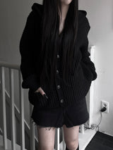 pocket waffle hood cardigan (unisex)