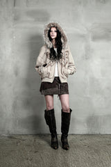 BUTTERFLY SPLATTER ZIP-UP #BEIGE(FLEECE LINED)