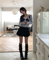 EB Argyle Crop Cardigan