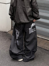 back code cotton wide pants