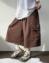 FORMAL BASIC CARGO WIDE BERMUDA 🤎🩶🖤🤍4COLOR