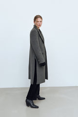 SIDE CUT OUT SINGLE WOOL COAT - CHARCOAL