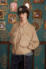 POCKET ARGYLE SHORT JACKET / BEIGE