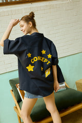 イエロードリームスターソフトネイビー半袖シャツ [Unisex]
