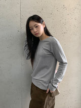 Achu Brushed Basic Round Long Sleeve Tee