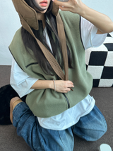 FLEECE LAYERED VEST ZIP UP💚💙🖤🧡4COLOR