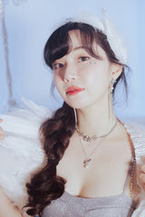 ロングドロップシルバーフラワーピアス