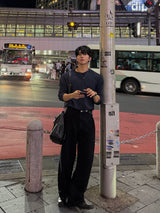 ビッグ リブド バイアス ロングスリーブ Tシャツ