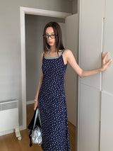Layered Navy Floral Sleeveless Long Dress