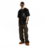 WRINKLE MIXED CAMO CARGO PANTS - BROWN CAMO