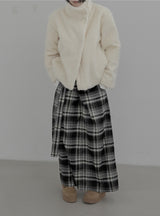 Mocha high-neck fur half coat