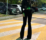 (HIP SHAPING/DATE LOOK) ベルベットストレッチデニムローライズブーツカット