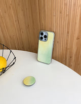 [MADE]レモングリーン シルバー エポキシ iPhoneケース