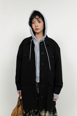 Single collar utility half coat (2color)