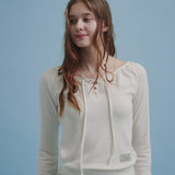 Lace Up Long T-shirt (White)