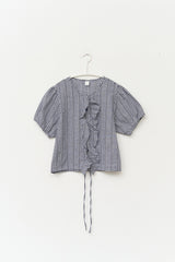 (W) Mote Check Shirring Blouse