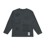 Graffitionmind グラフィティ長袖ピグメントTシャツ (Charcoal)