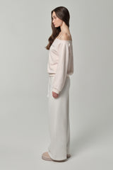 09 Numbering straight pants, White
