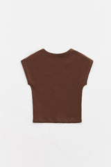 ロゴ キュービック クロップトップ Brown