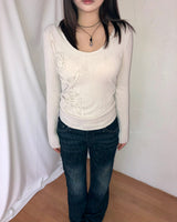 ローズ リブド Tシャツ