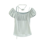 Shirring Ribbon Puff Top 231330518