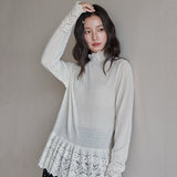 Romance Lace High-neck Knit Top