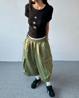 ビッグカーゴバミューダスウェットパンツ🤍🩶🖤💚🤎 - 5 カラーズ