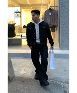 Non-Fade Wrap Slash Denim Jacket