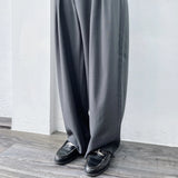 Curved Pleated Wide Trousers