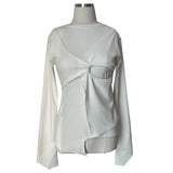 Alban slit unbalanced twisted semi-wide long sleeve T (4 colors)