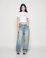 25FW WOMAN プリンセスフォントクロップ半袖Tシャツ ホワイト