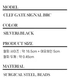 Men's Bracelet Black Beads Surgical Steel_CLEF GATE SIGNAL