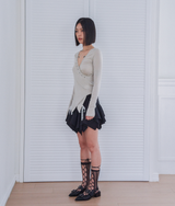 ストーンVネックTシャツ_ light grey