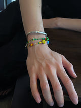 Silver 925 Toggle color beads bracelet