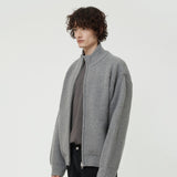FULL KNIT ZIP UP GRAY