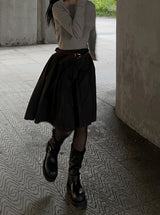 Long midi pleated skirt