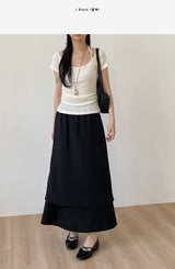 Seersucker Layered Banding Skirt