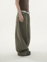 Peak stud back-pocket pants -2C