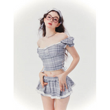 [GirlyFancyClub]ミュージックフェス チェックショートトップ＆スカート セット