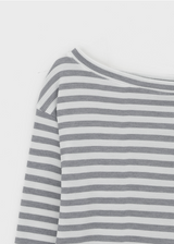 [MADE] Vito Stripe Boat-Neck Crop Long Sleeve T-shirt