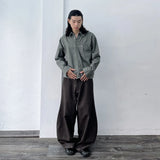 Belted Curved Balloon Trousers