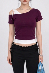 DUAL-TONE ASYMMETRY TEE (4COLORS!)