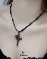 Red Rose String Necklace