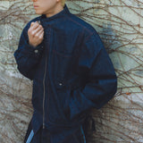 Nep denim zip-up jacket / Indigo
