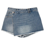 KIRSH PLAIN SEMI WIDE DENIM SKIRT PANTS - LIGHT BLUE 