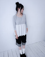 Dot flare layered top / gray