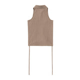 SLEEVLESS SHIRRING SHIRTS (PINK YELLOW)